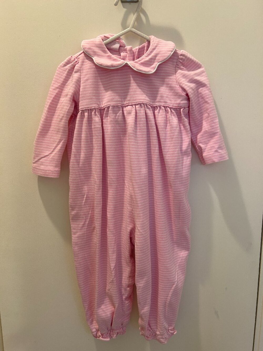 Petit Bebe 24M Pink Romper w White Stripes